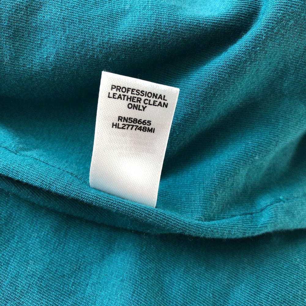 Hinge Teal 100% Genuine Leather Zip-Front Jacket, scalloped trim, Size XS - Picture 5 of 11
